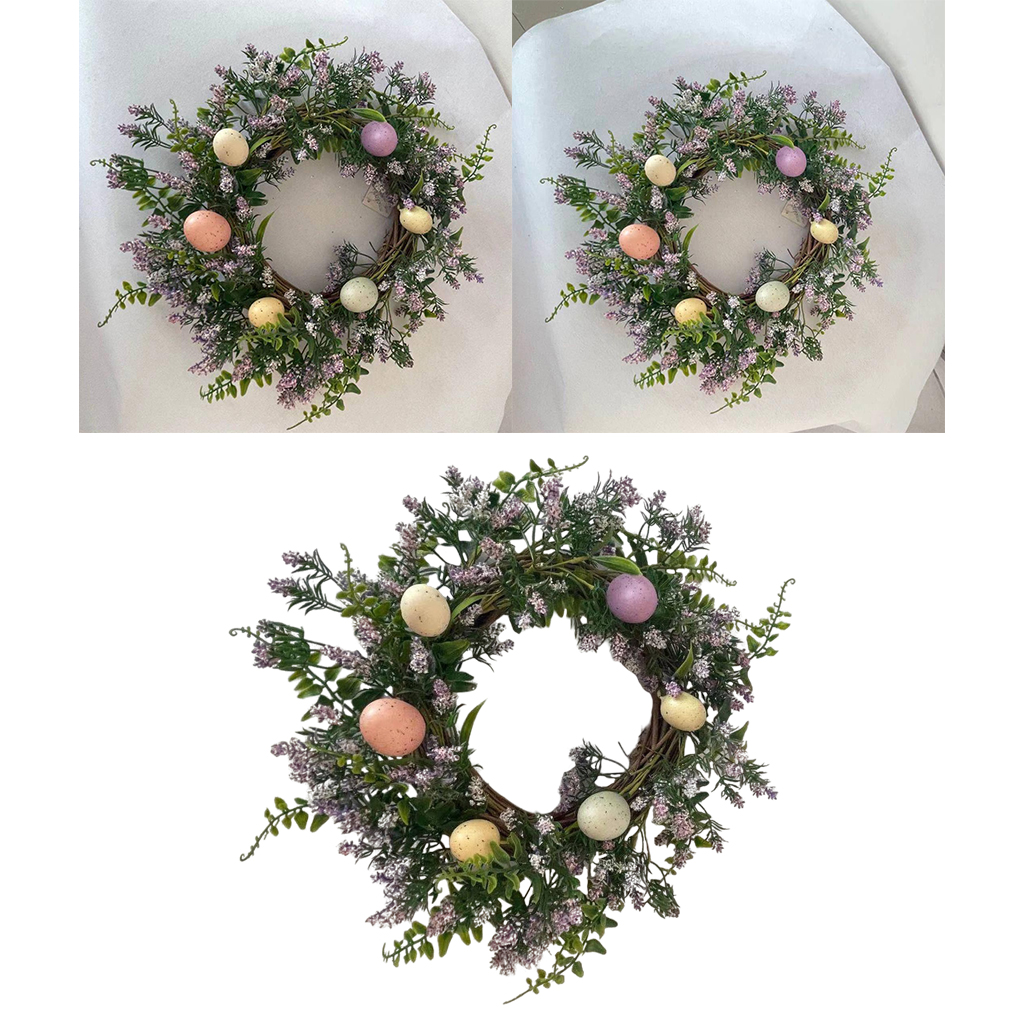 35cm Easter Wreath Easter Eggs Decoration Rattan Artificial Flower Ring Home Door Hanging Garland Spring Easter Party Decor