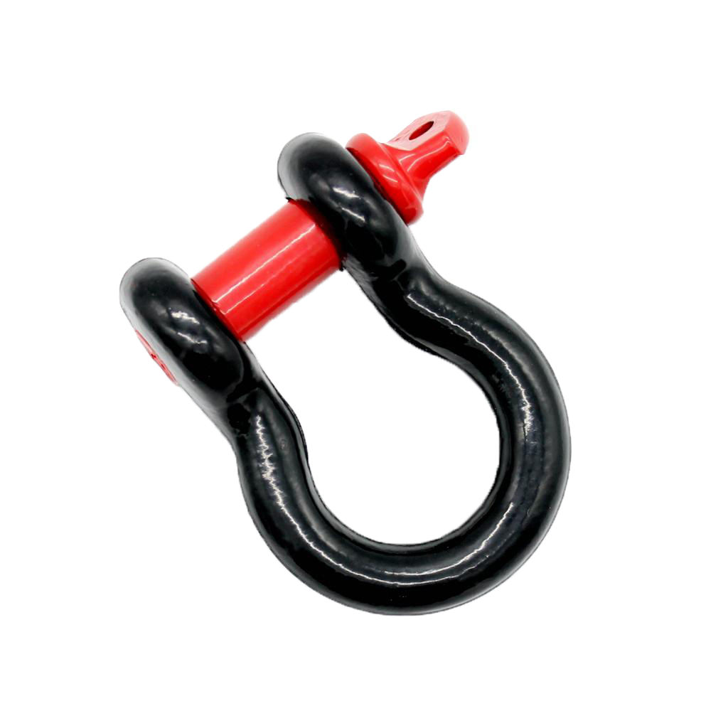 Practical 3/4'' 4.75Ton Bumper Tow Trailer Hook D-Ring Bow Shackle Red Black 45# Steel Heat Treatment