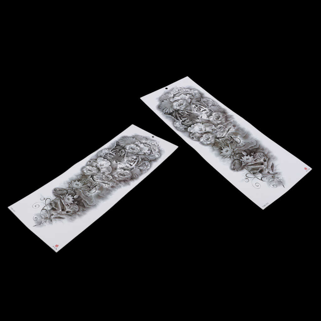 2Pcs Full Arm Waterproof Floral Arm Temporary Full Arm Tattoo