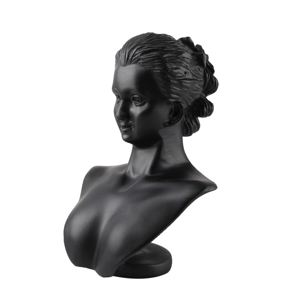 Resin Women Mannequin Bust Model Counter Necklace Earring Jewelry Display Rack