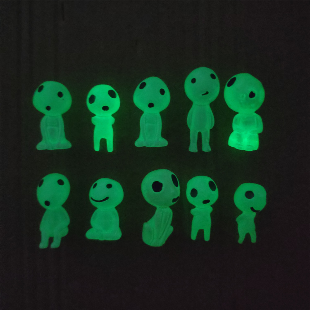 Set Princess Mononoke Mini Ghibli Action Figure Glow in dark Luminous Elf Tree Dolls Resin Model Cartoon Figurines Mini Toys