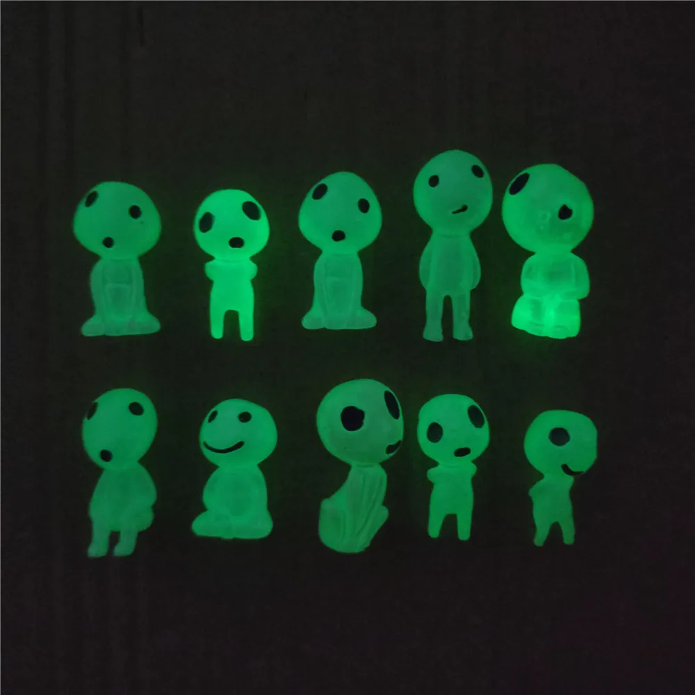 Set Princess Mononoke Mini Ghibli Action Figure Glow in dark Luminous Elf Tree Dolls Resin Model Cartoon Figurines Mini Toys