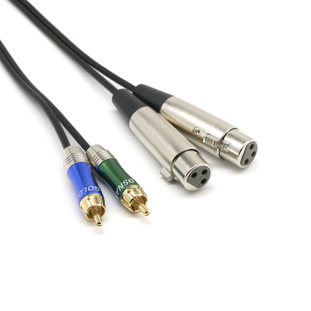 Dual 2 RCA Male Plug To Dual XLR Female Adapter Spiltter Patch Cable Cord Audio Cable (1 Feet)