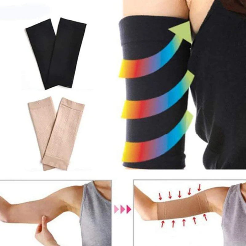 2pcs Women's Weight Loss Upper Arm Shaper Wrap Belt Sleeve Bands Black Color 
