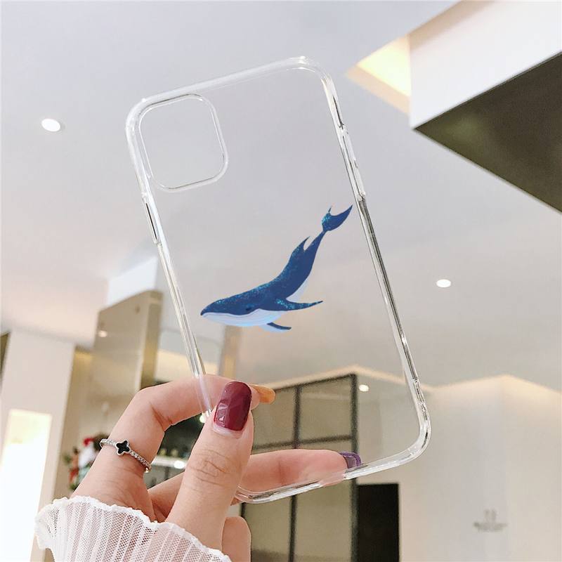 killer whale Phone Case for iPhone 11 12 13 pro XS max mini 6 6s 7 8 plus X XR SE2020 Samsung A 51 50 52 Transparent cover funda iphone 13 pro max case clear