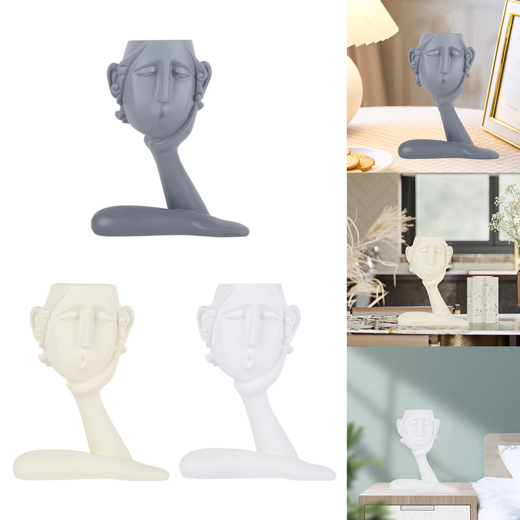 Resin Human Planter Vase Art Portrait Sculpture Flower Pot Garden Storage Abstract Character Succulents Plant Pot