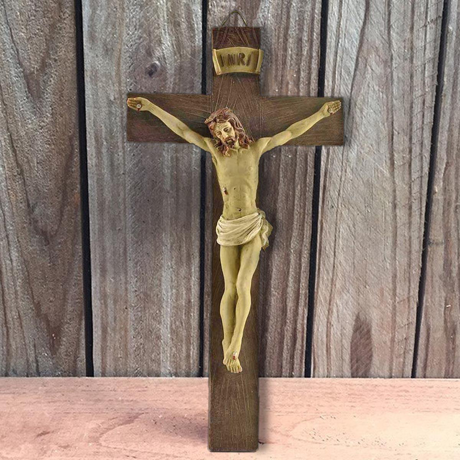 Resin Jesus Crucifix Statue Holy Catholic Figurine Hanging Church Decoration