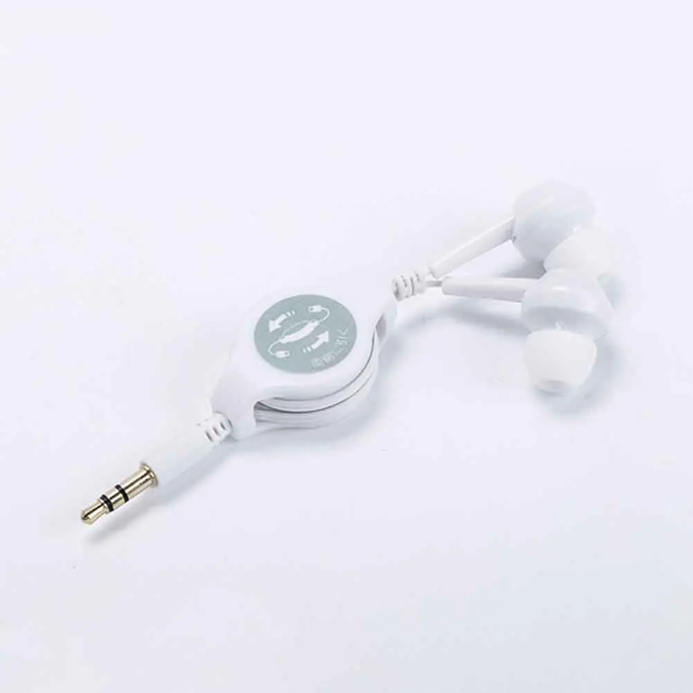 3.5mm Easy to Carry Retractable Cable In-Ear Earphone Headset Portable Earphone Straight Insert Extendable Wire for MP3 Phone