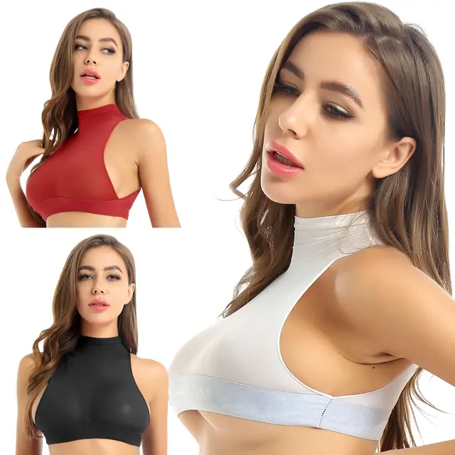 Ultra-Thin Transparent Sheer Tops for Women See Through High Neck  Sleeveless Stretchy Short Tight Vest Underboob Sexy Crop Top - AliExpress