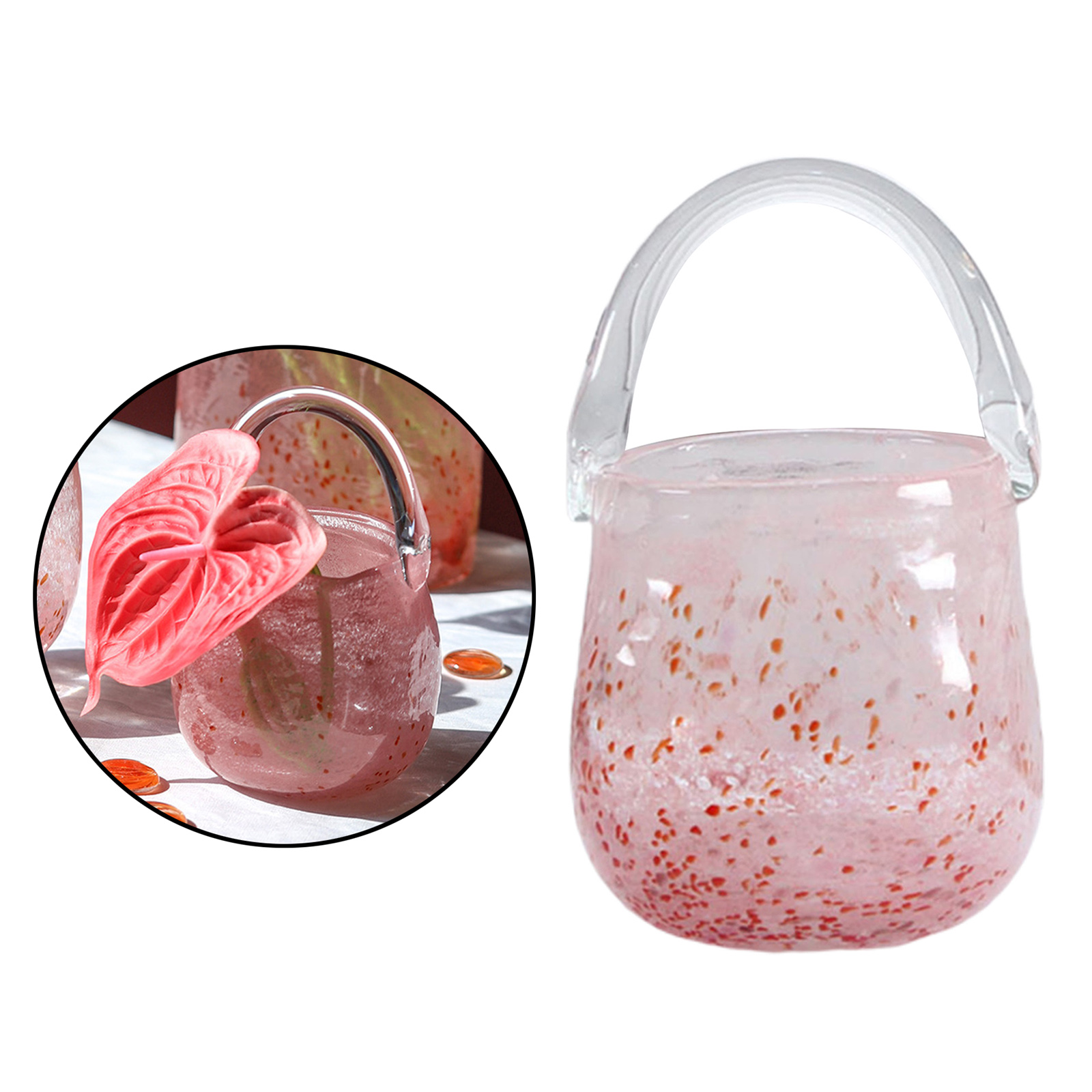 Luxury Glass Bag Vase Hand Blown Cherry Blossoms Small Bucket Storage Fruit Desktop Wedding Artistic Ornaments