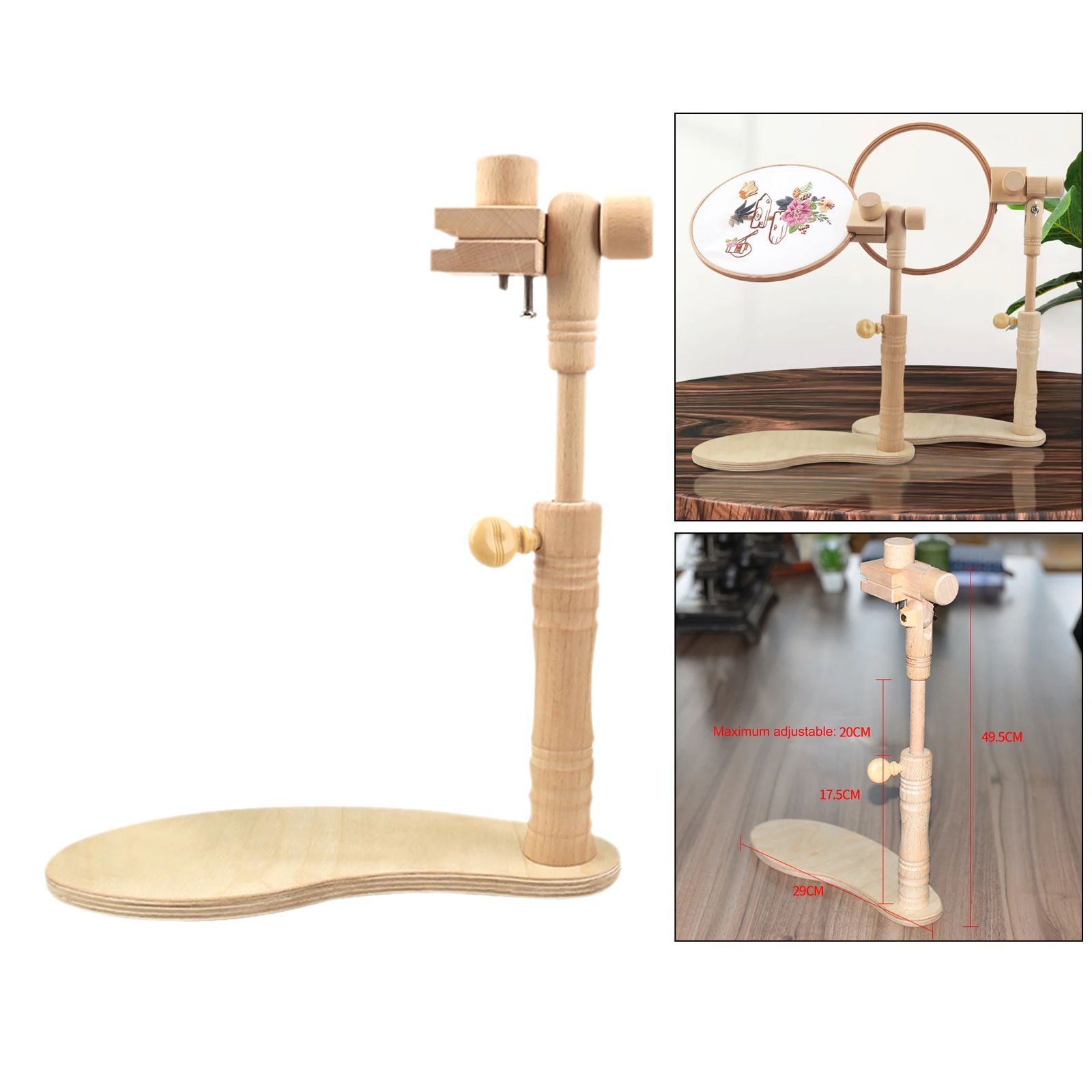 Adjustable Wooden Embroidery Lap Stand Tapestry Frame Cross Stitch Rack Holder Tabletop DIY Sewing Hoop Tools