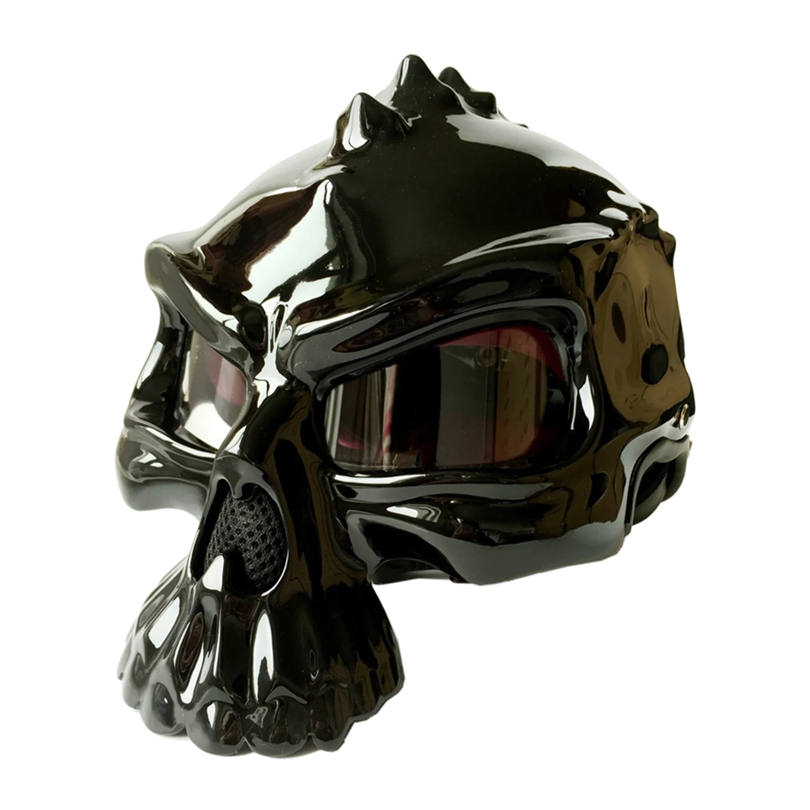 Motorcycle Half Helmet Built-in Goggles Skull Cap Open Face for Moped ATV