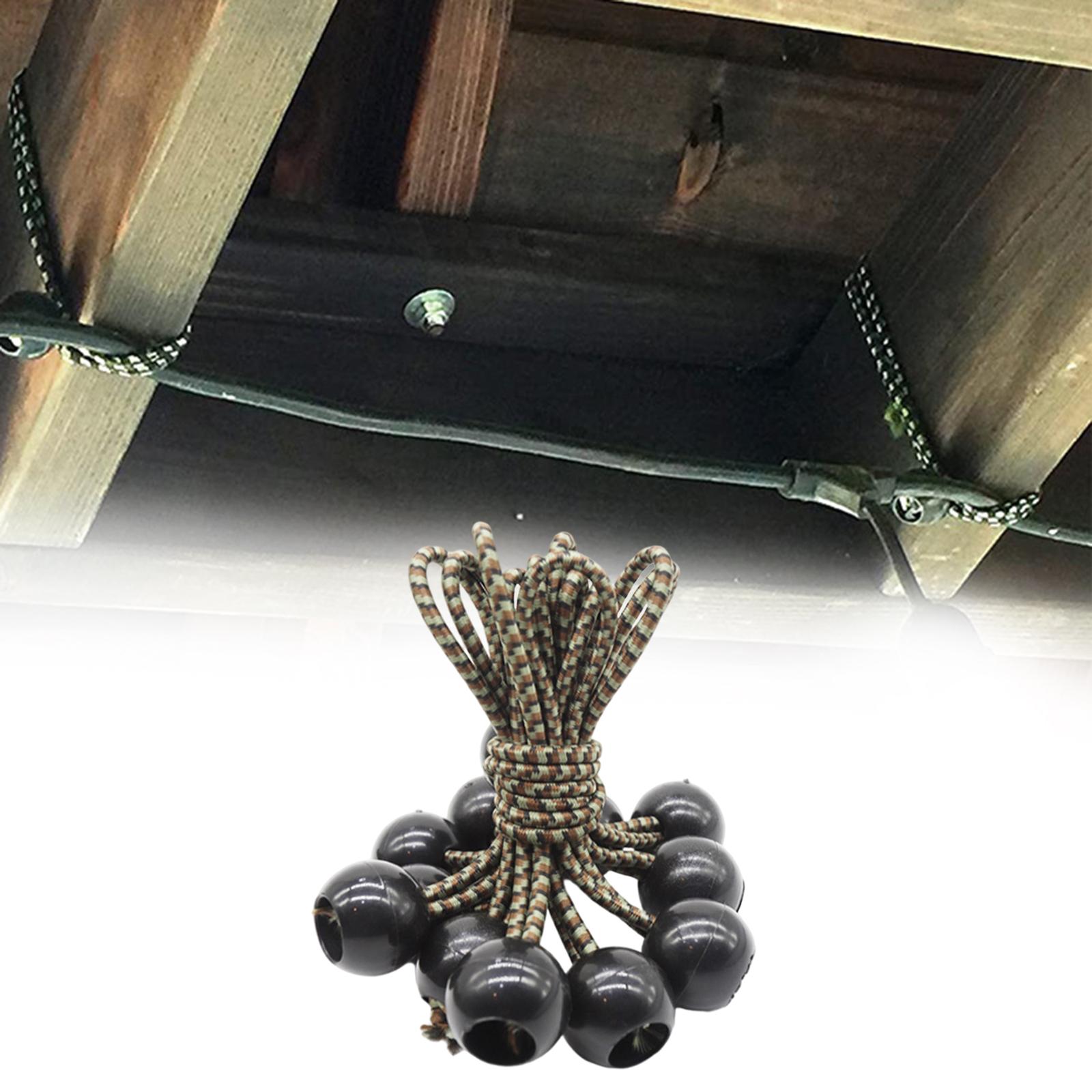 10Pcs Ball Bungee Cords Tent Tarp Elastic Rope for Hiking Camping Holding Wire Hoses Curtains
