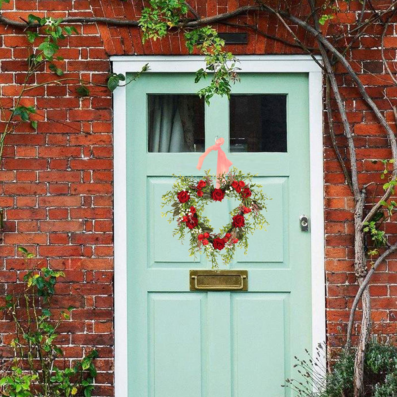 Heart Wreaths Wall Hanging Floral Decorative Rose Flower 40cm Decor for Valentine