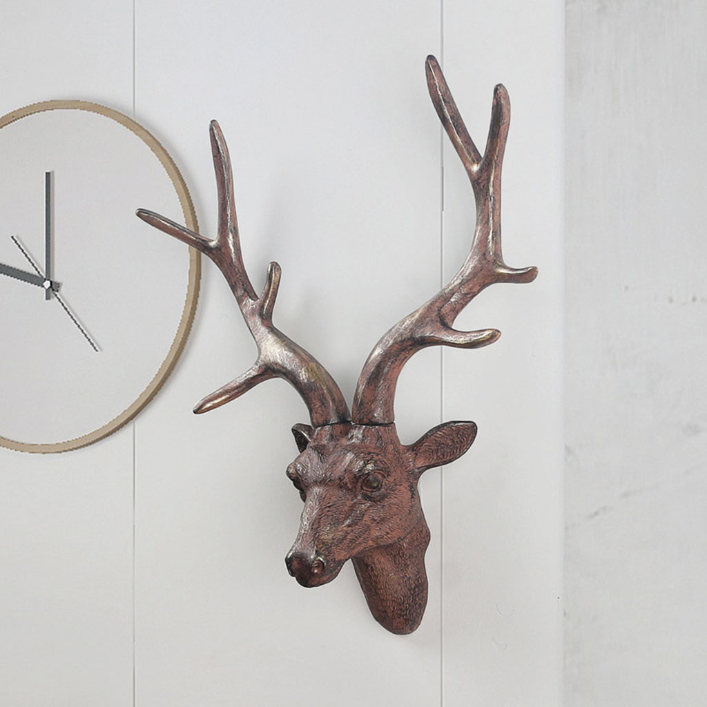 Resin Deer Head Wall Decor Deer Antlers Statue Nordic Home Decoration Decorative Art Office Bathroom Hotel Bar Accents Crafts
