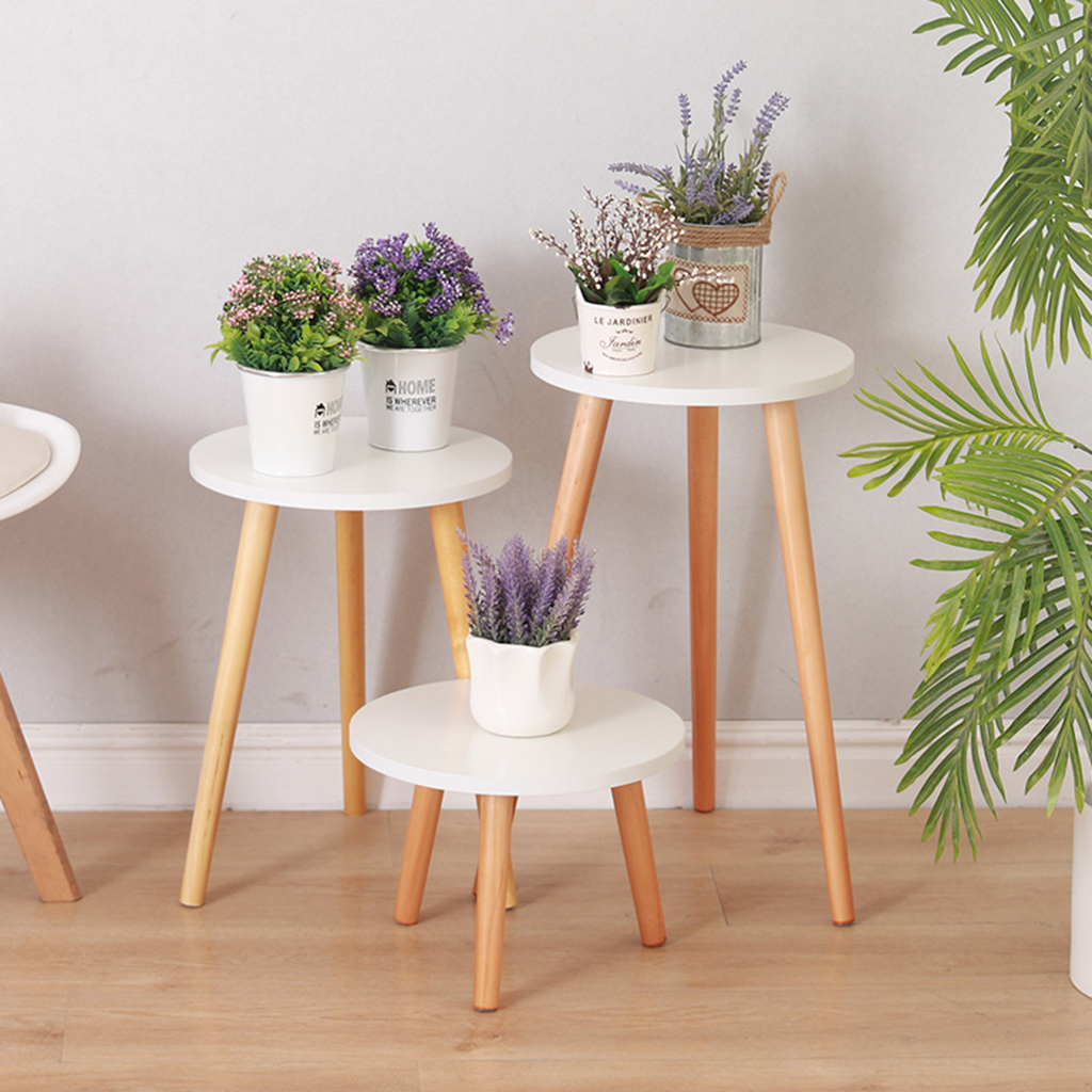 Indoor Plant Stand Wood for Plant Table Flower Holder for Planter Round