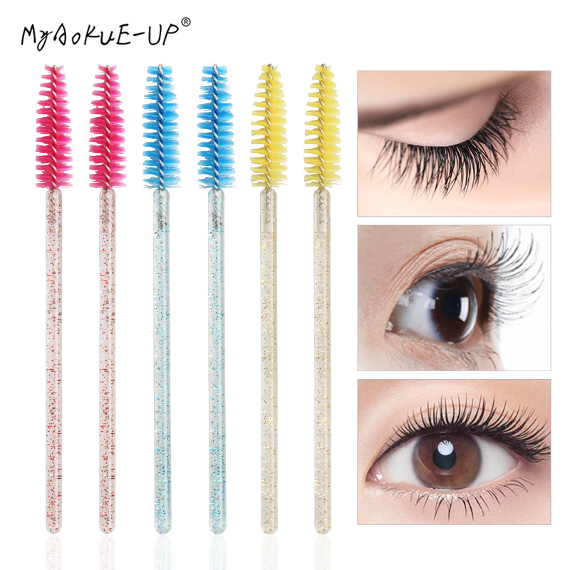 Best of 50 Pcs Cosmetic Eyelash Brush Crystal Mascara Wands Applicator Diamond Eyelashes Brushes Disposable Make Up Brushes Tools Reviews & Tips - Image 2