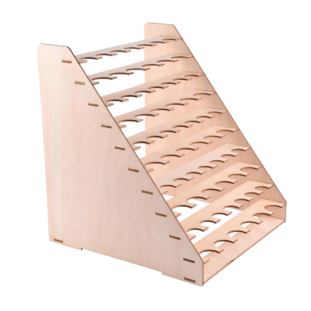 65-Holes Wooden Storage Rack Stand Wood Paint Bottle Model Hobby Parts Painting