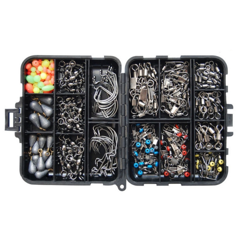 Acessórios de Pesca Chumbos de Pesca Conjunto com Caixa Equipamento de Pesca Caixa Gabarito Ganchos Pescaria Peso Snaps Quente 160 Pçs - Kit 6 snaps conjunto com caixa equipamento de pesca quente