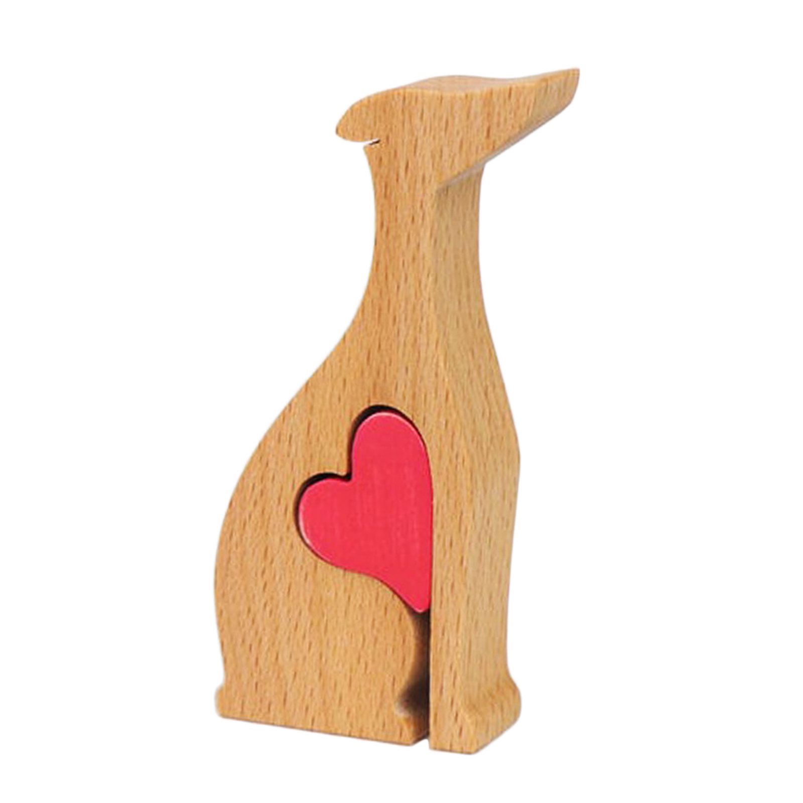 Wooden Dog Ornament Small Decor Statue Sculpture, Lovely Bookshelf Decor Accents, Modern Decorative Figurine