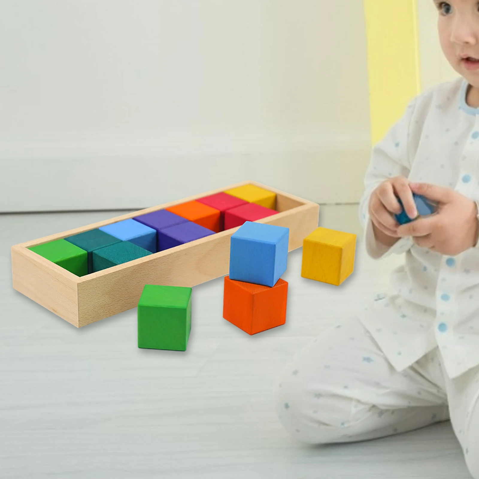 Shape Match Wood Block Puzzle Stacker Stacking Building Development Motor Skill Sensory Handicraft Toys Teaching Aids