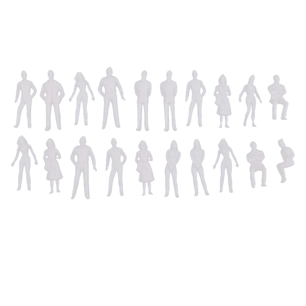 20Pcs 1/50 Unpainted Model Multi Pose People Character Miniature Figures