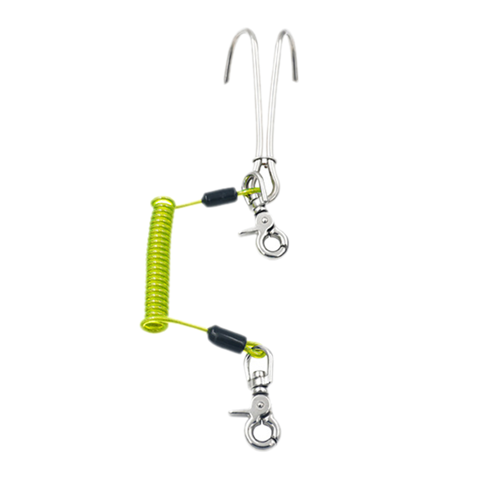 Scuba Diving Reef Hook Nylon Safe Line Quick-Release Spiral Coil Lanyard Double Dual for Cave Dive Water Sports