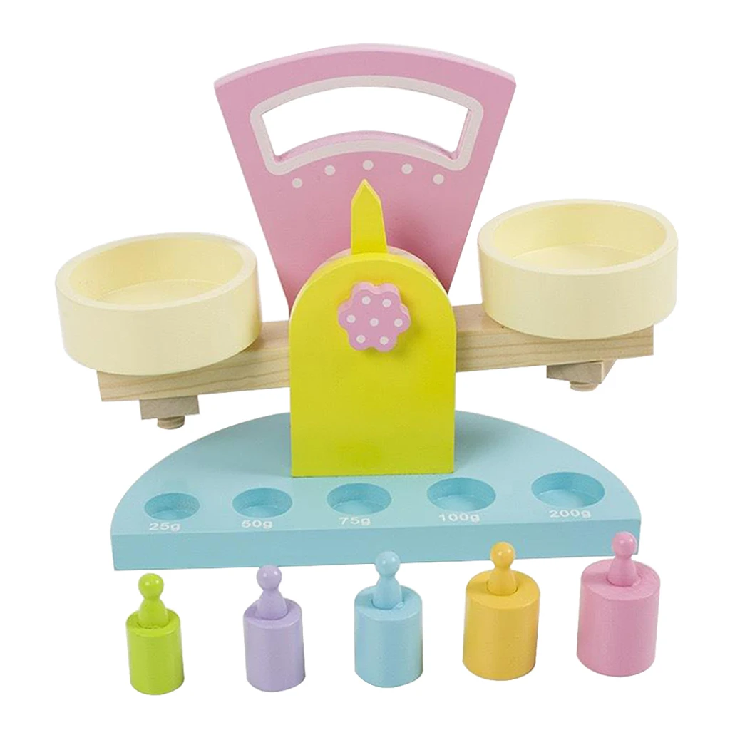 Wooden Balance Scale Toy Montessori Weighing Scale Early Education Game Toys Preschool Training Toys For Kids