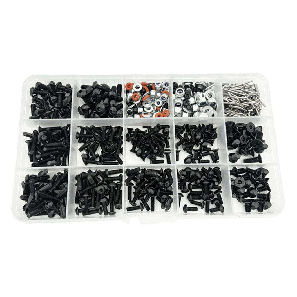 RC Screw Kit 1/10 Flat/Round Head Car Parts DIY with Storage Box Screw Set for Sakura D4
