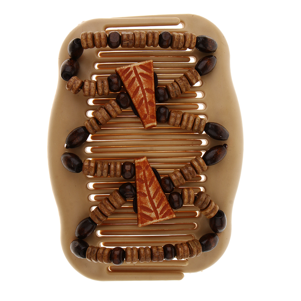 Ladies Elastic Easy Magic Wood Beads Double Hair Combs Clip Party Prom Hair Accessories