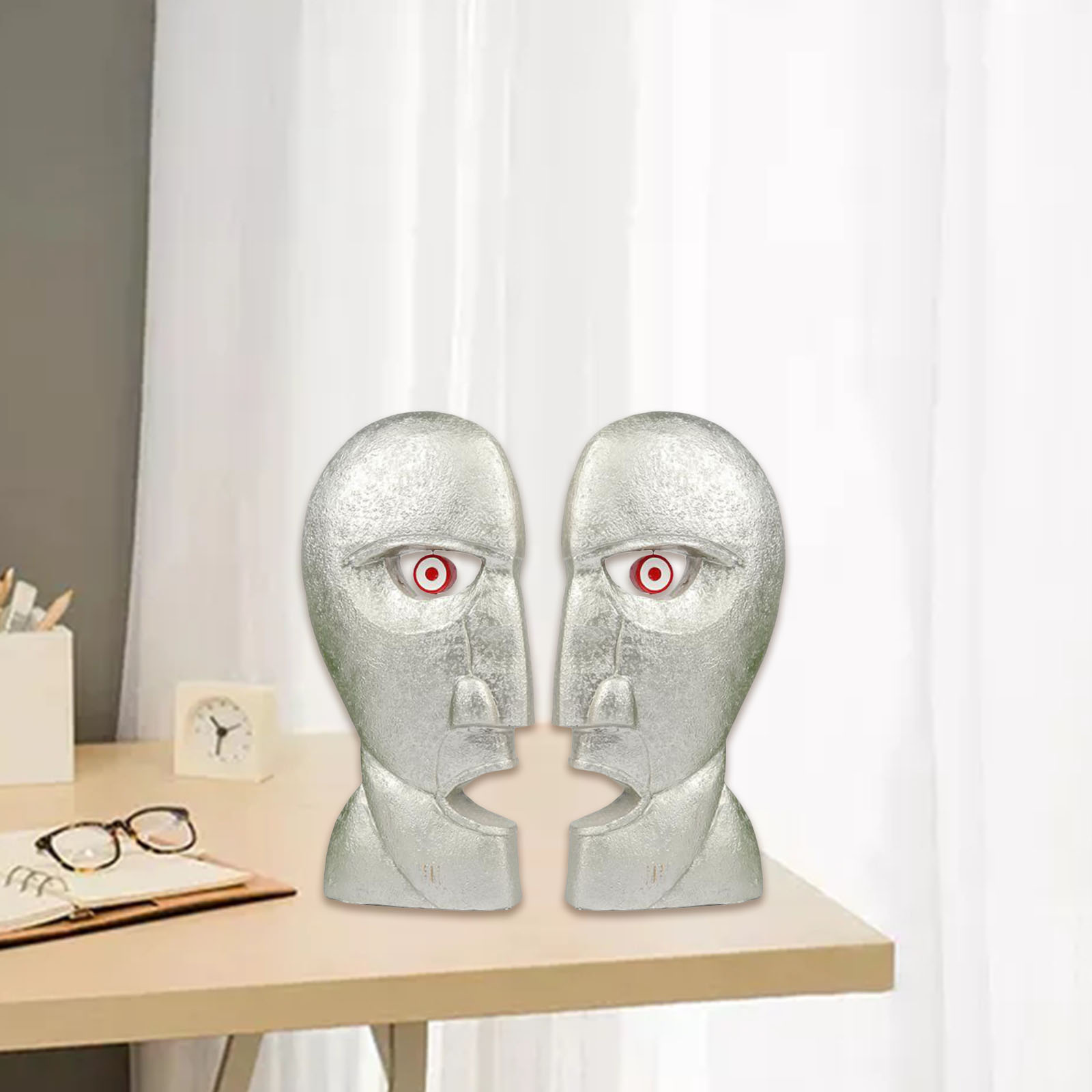 Creative Human Face Statue Abstract Double-Sided Face Sculpture for Home Living Room Bed Room Decor