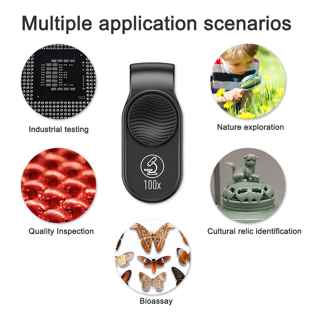 luz led mini portátil celular microscópio clipe