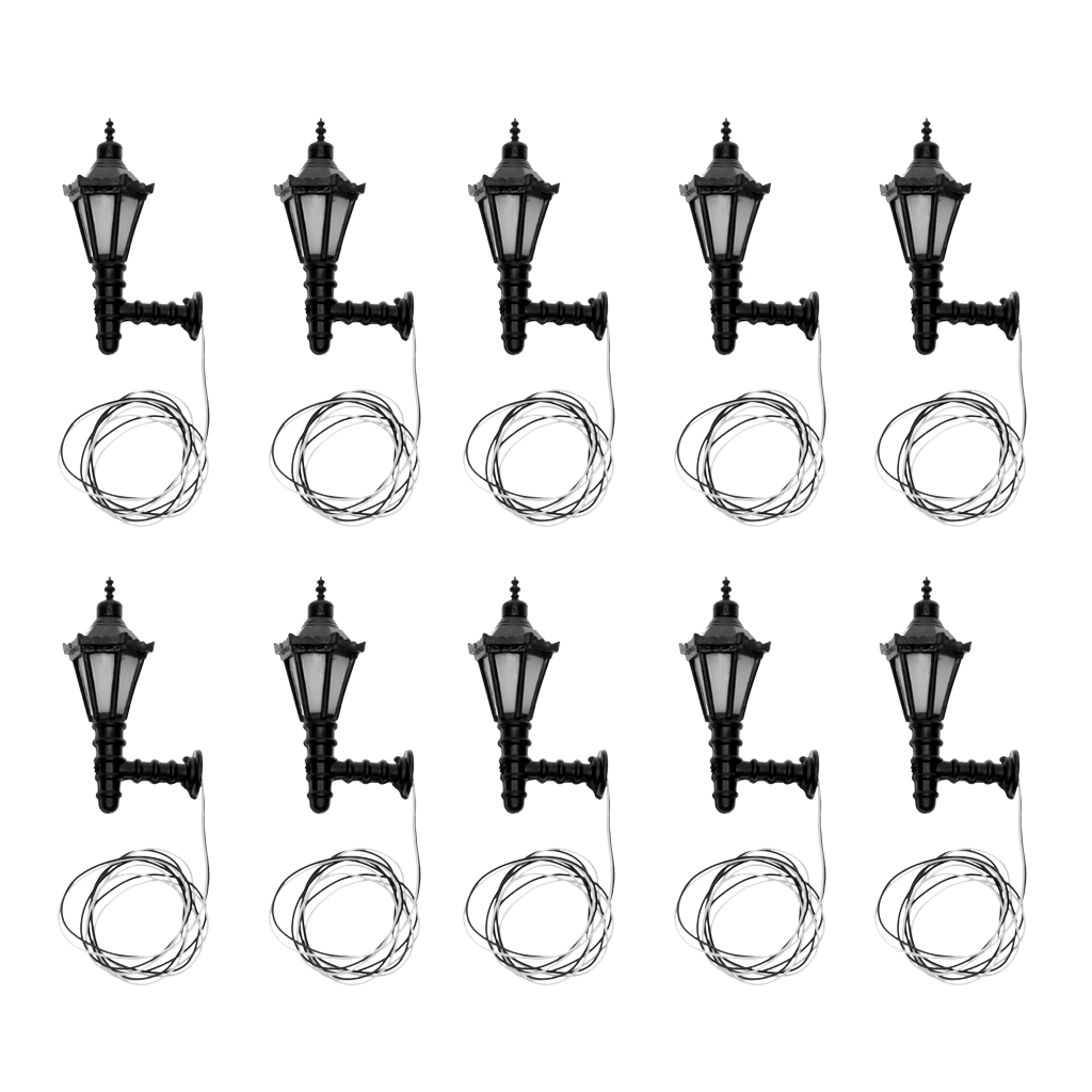 Model 3D Courtyard Light Wired Lamp For Diorama Architecture Landscap,10Pcs