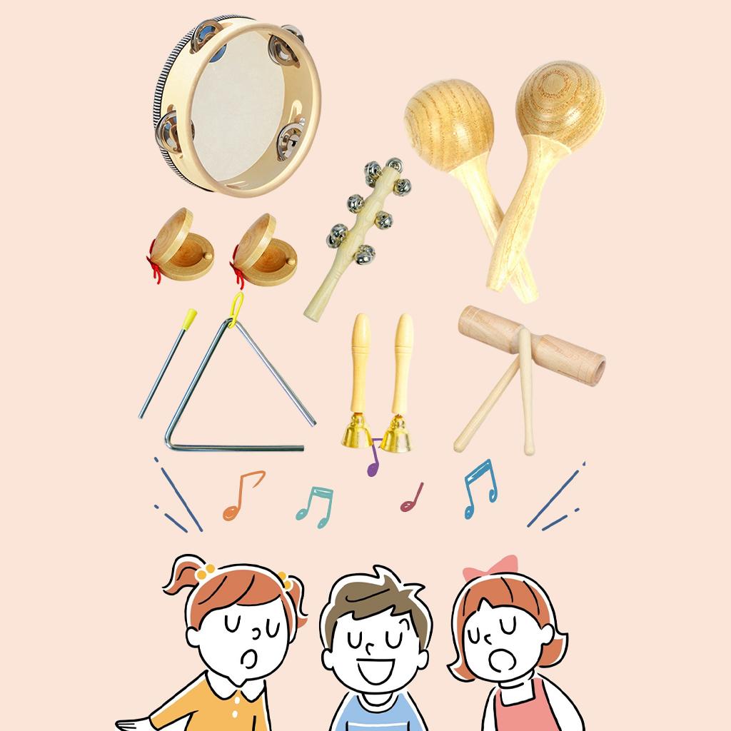 Percussion Instruments Toy with Storage Bag Musical Instrument Set for Cultivate Sense of Teamwork Girls Building Confident