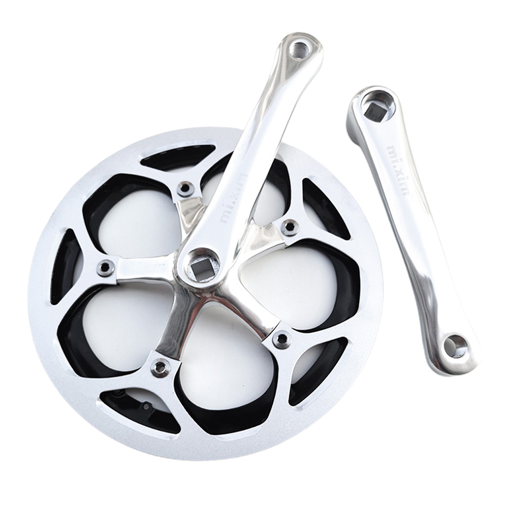 Bike Crankset Set 53T 170mm Crankarms 130 BCD Bicycle Crank Set Chain Ring Wheel Guide