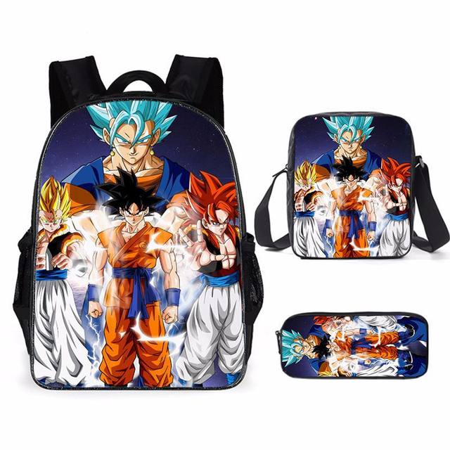 17 Inches Dragon Ball Anime Figure Cool Super Saiyan Son Goku Pattern  School Students Children's Double Sided Backpack(#02)