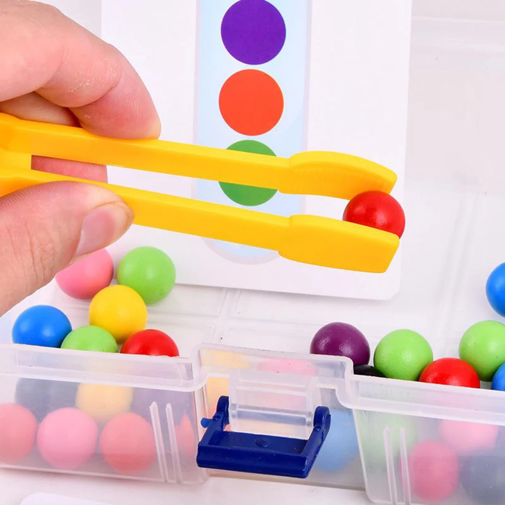 Multi-Colored Wooden Counting Bead Color Matching Developmental Sensory Sorting Educational Fun Motor Skill Toy