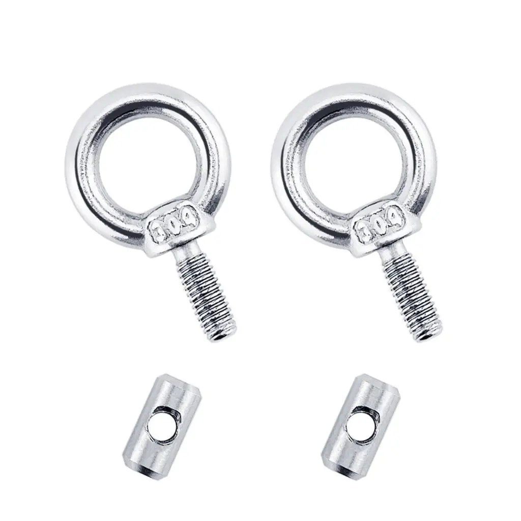 M4 Lifting Eye Nut Ring Shape 304 Stainless Silver 2 Pair Tent Stopper for Awning Camper Tie Down Eyelet Caravan Supplies