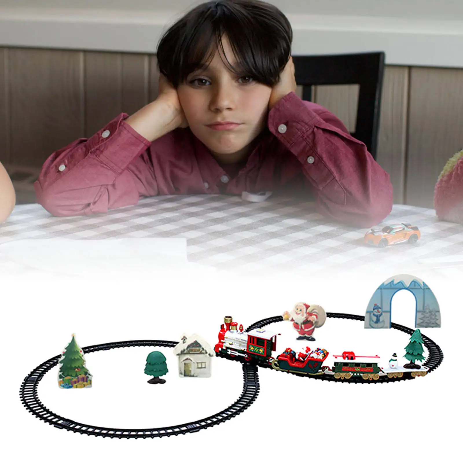 Electric Christmas LED Train Tracks Set Music Electric Train Toys Kids Toy W/ Lights Sounds Gifts Home Decor for Kids Party