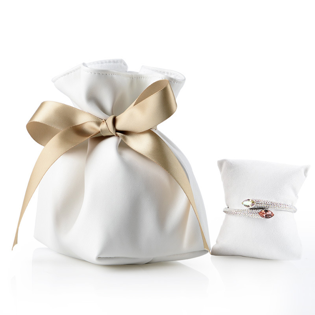 Elegant Bracelet Storage Bag, Decorated with Satin Ribbon and Cotton Pillow Gift Package Fashion Jewelry Organizer