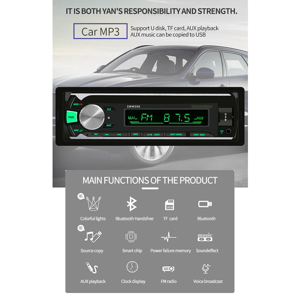 Car Radio MP3 Player Bluetooth,Digital Media Receiver -508BT