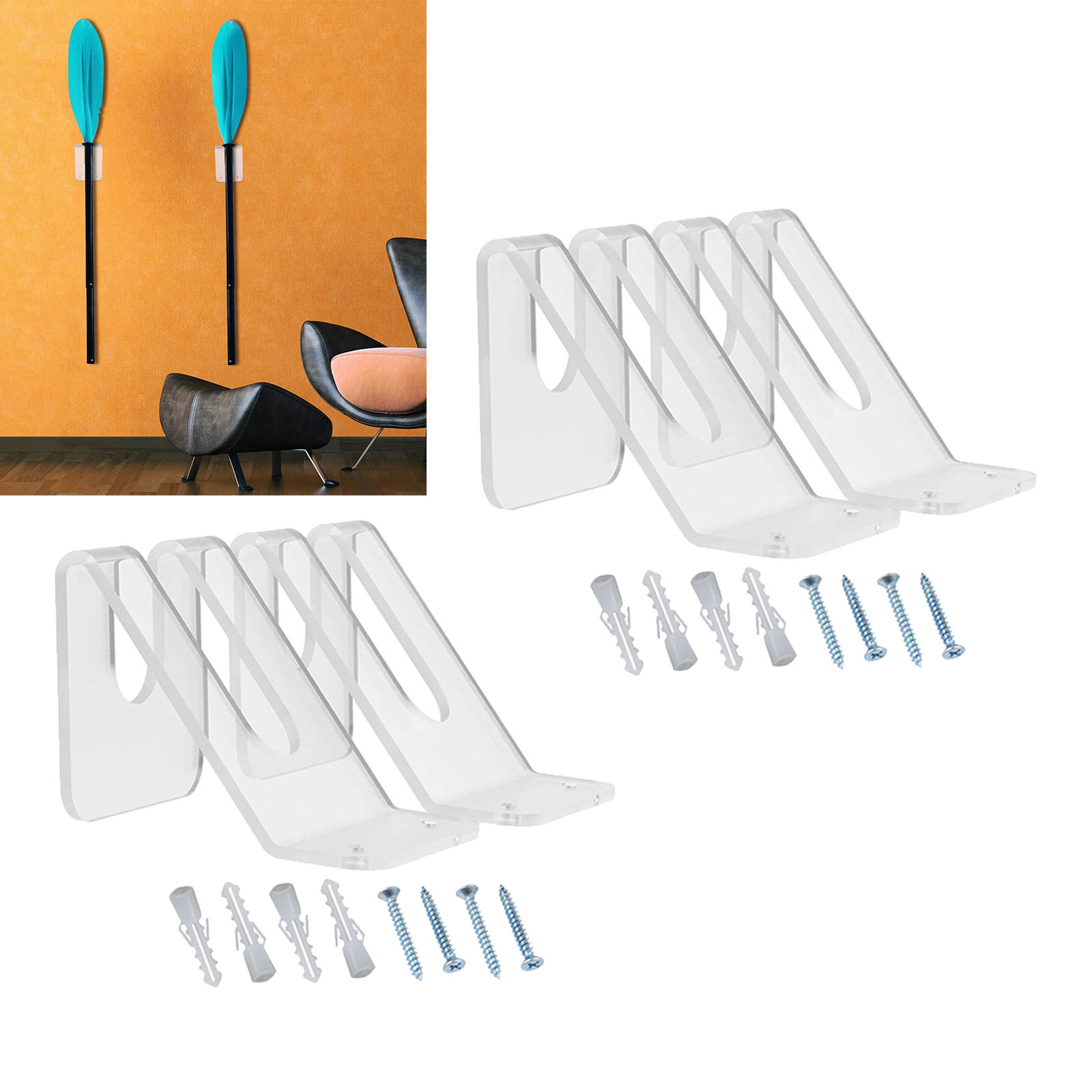 Kayak Paddles Oar Hangers Accessories Wall Racks 2Pcs Plastic Stand Up Wall