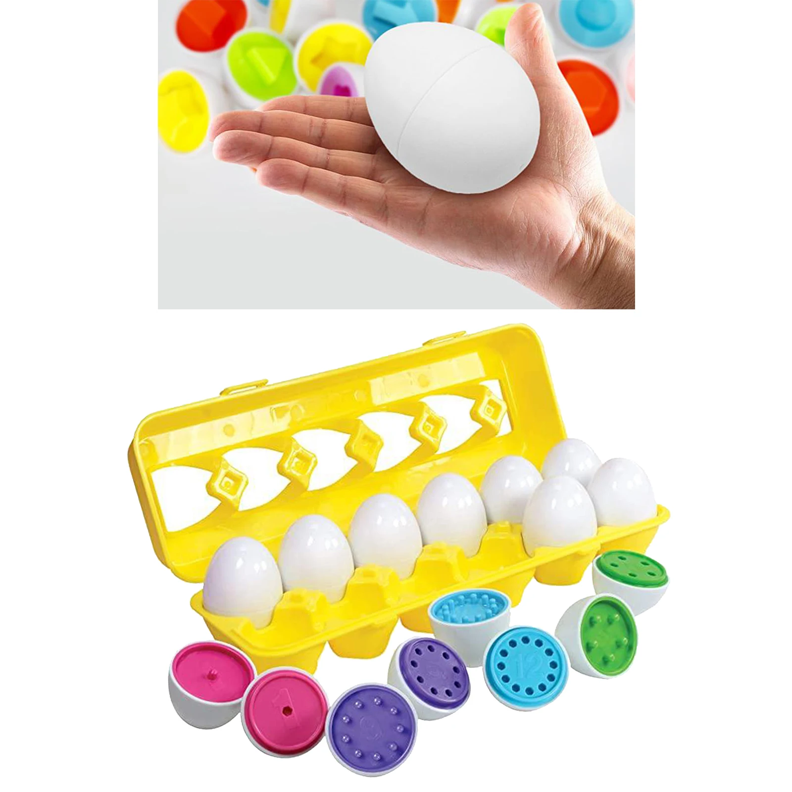 Matching Eggs 12 pcs Color & Shape Recoginition Sorter Puzzle for Easter Travel