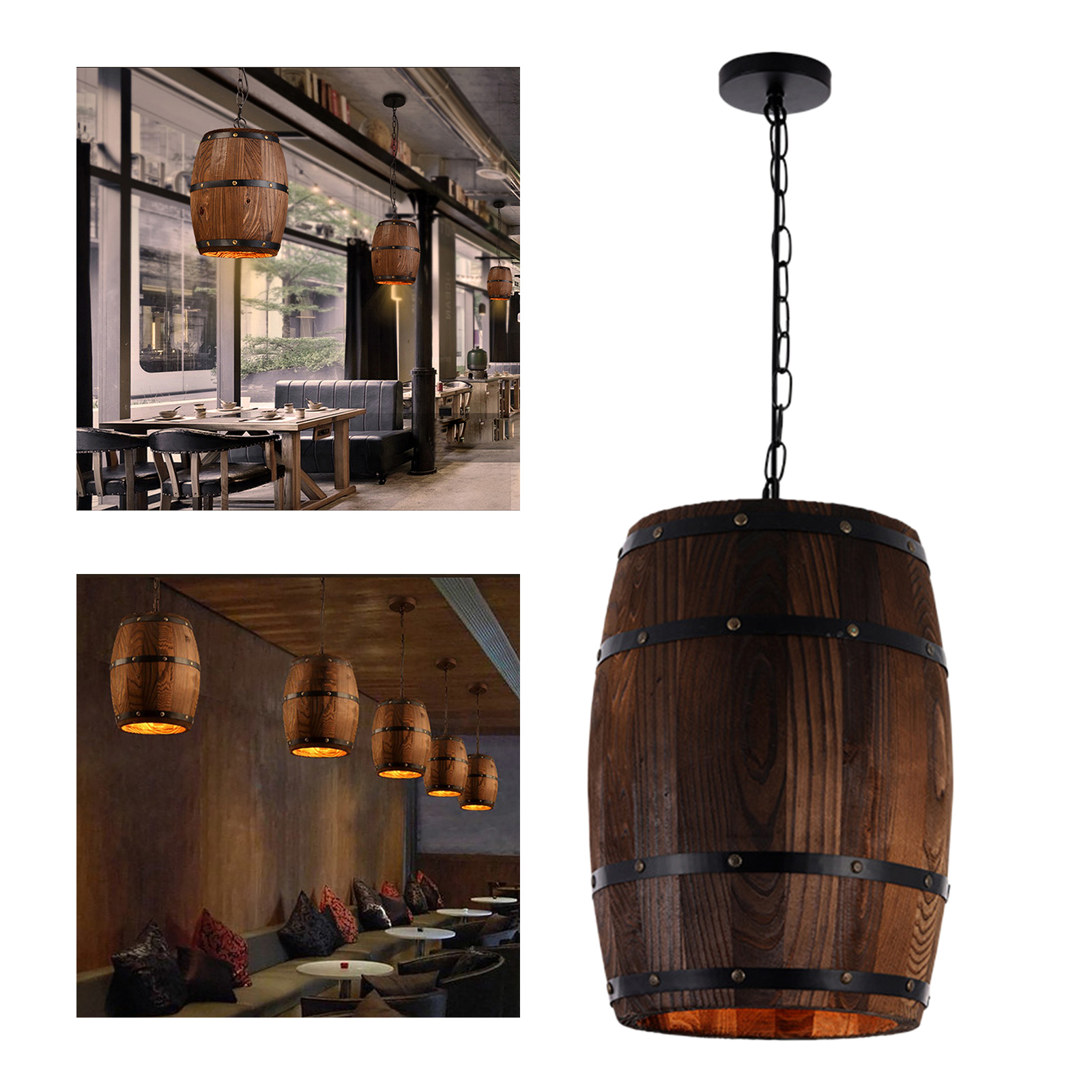 Nordic Wooden Lamp Wood Barrel Shape Chandelier Shades Ceiling Lighting Lampshade Restaurant Hotel Office Decorative Lamp Shade