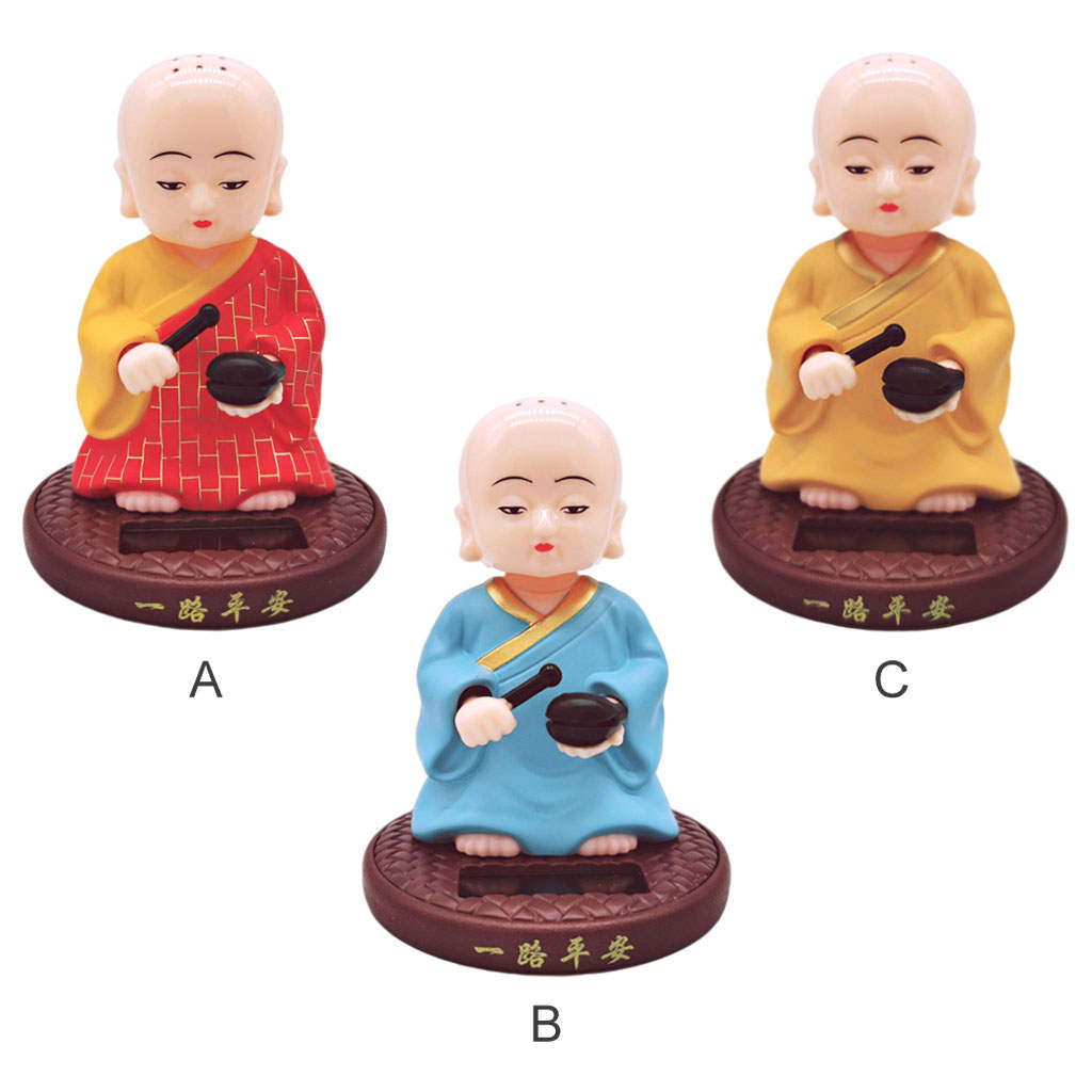 Solar Powered Dancing Figures Buddhist Monk Nodding Head Dancing Toy for Windowsill