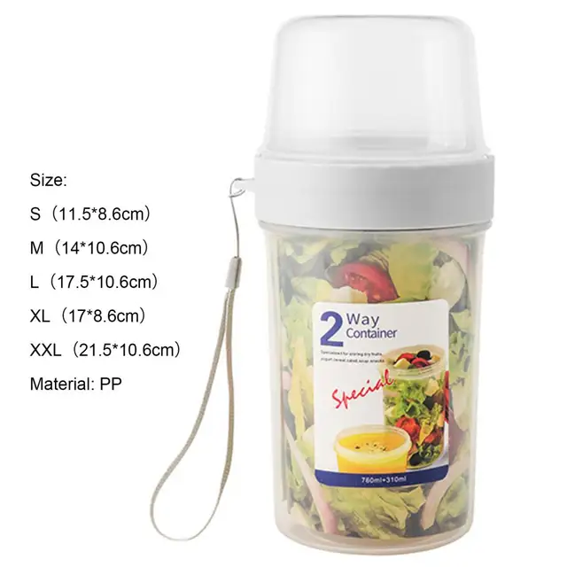 Cereal To-go Container Durable Stable Separate Milk Snack Cup 5 Sizes