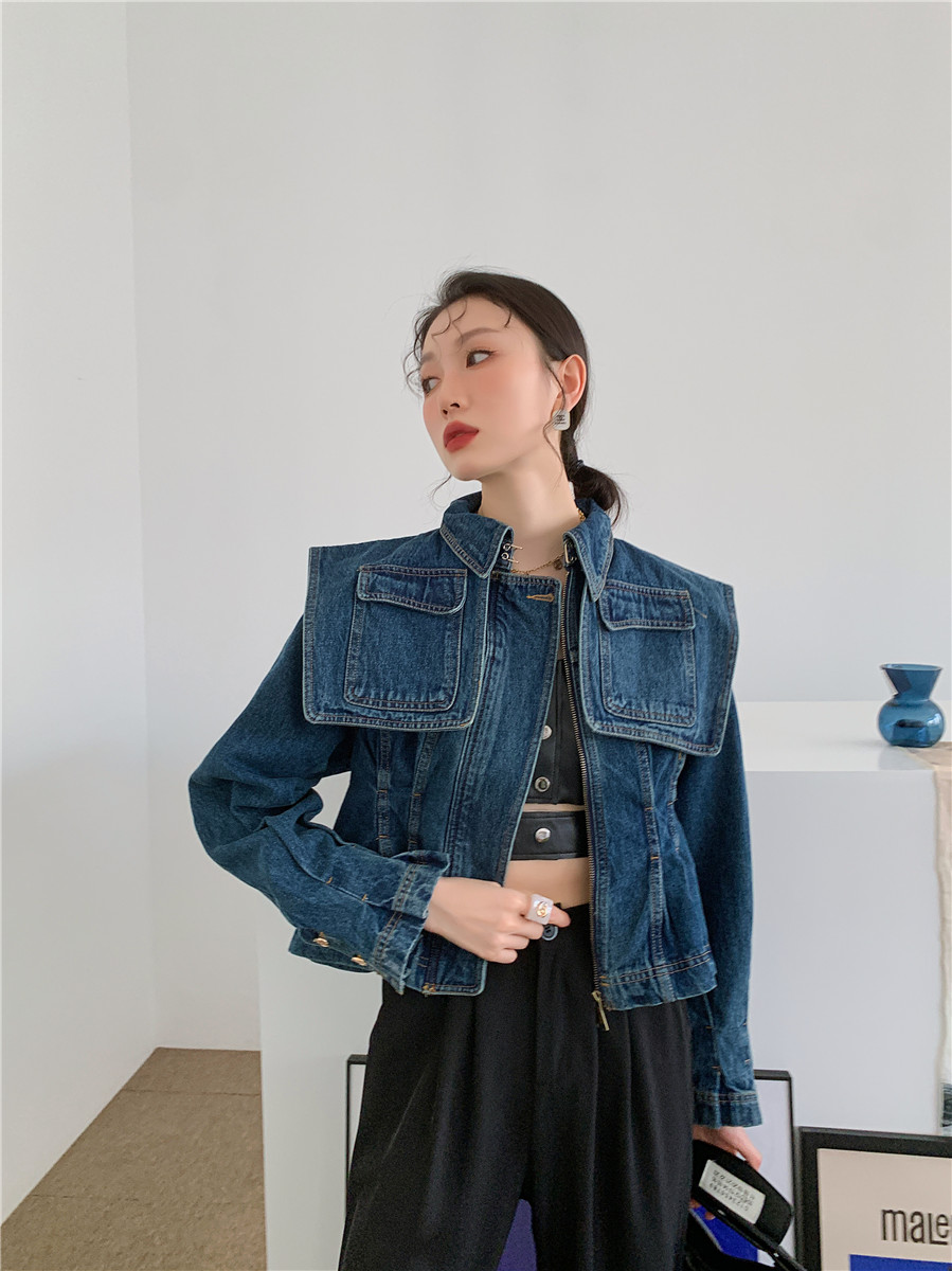 CHEERART Fall 2021 Denim Jacket Women 