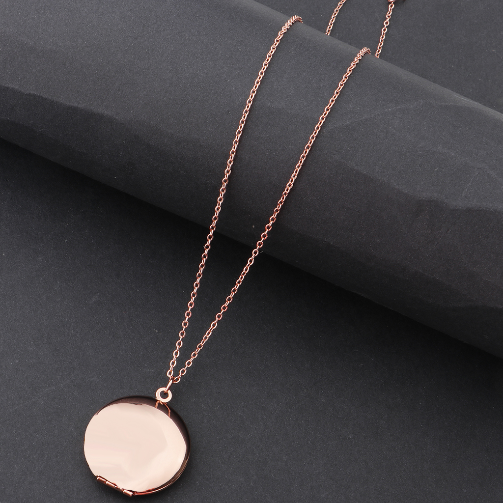 Blank Round Shape Pendant Tag Photo Frame Locket Memorial Men Women Necklace