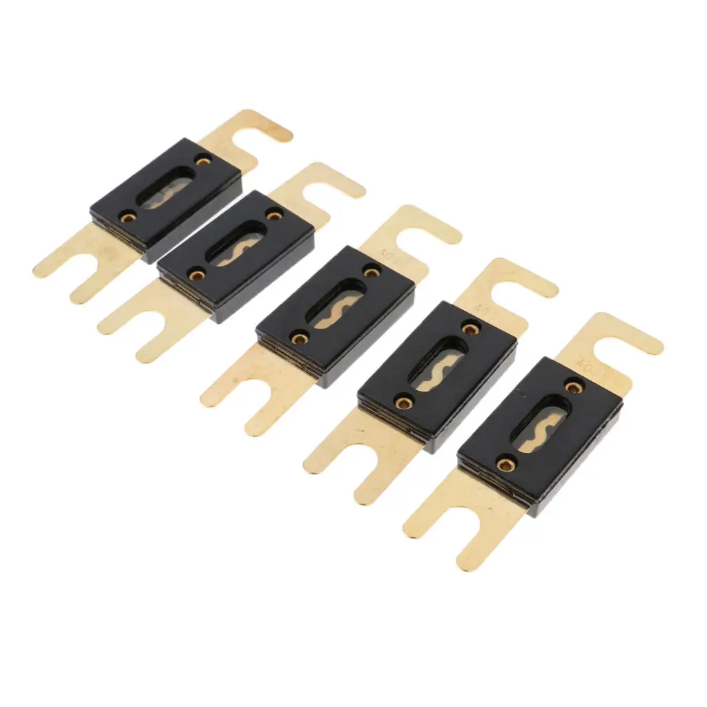 5 Pieces Gold Plated 200 Amp Car Stereo Audio ANM Blade Fuse Power Wire