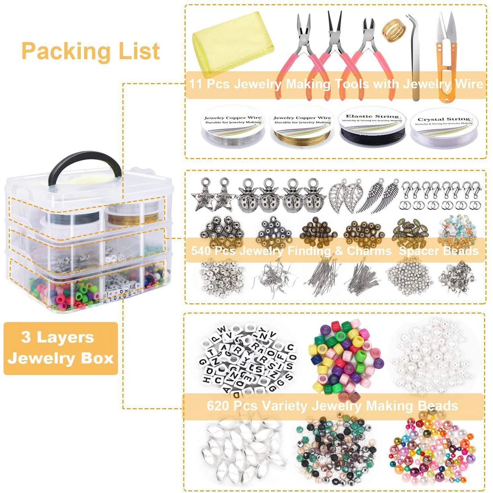 1171 Pcs / Set Jewelry Making Supplies for Bracelet Jewelry Making Kit